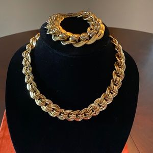 Chunky Gold Necklace and Bracelet
